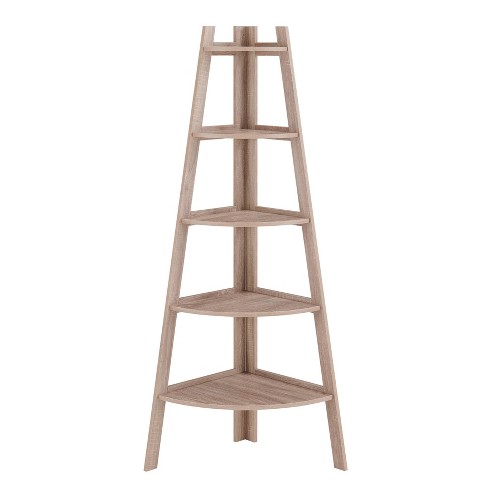 Solid oak deals corner ladder shelf