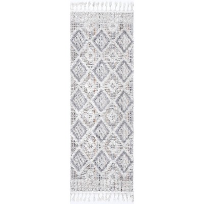 Nuloom Journey Shaggy Checkered Tiles Tassel Indoor Area Rug