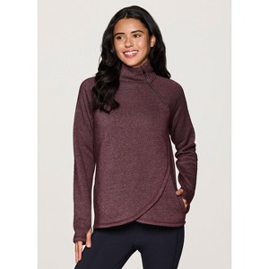 RBX Active Women's Zip Mock Neck Wrap Fleece Pullover Sweatshirt With Pockets - 1 of 4
