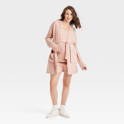 Hooded Teddy Maternity Robe - Isabel Maternity by Ingrid & Isabel™ Taupe S