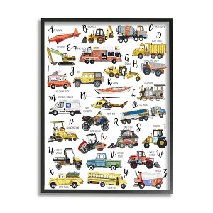 Stupell Industries ABC's of Motor Vehicles Kid's Alphabet Chart Black Framed Giclee, 16 x 20 - 1 of 4