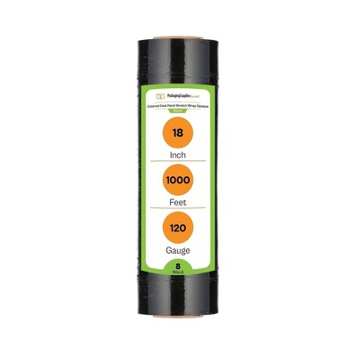 PSBM 4 Rolls Dark Black 18" x 1000 Ft. 120 Gauge Cast Hand Pallet Stretch Wrap