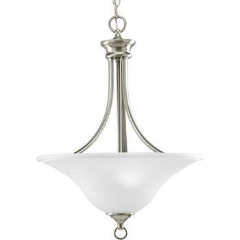 Progress Lighting Trinity Collection 3-Light Hall and Foyer Fixture, Brushed Nickel, Etched Glass Shade