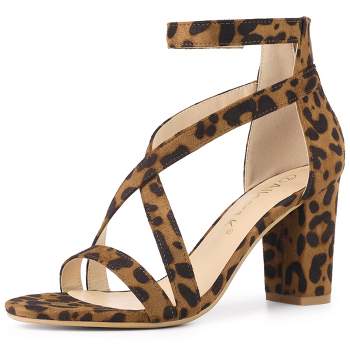 Perphy Platform Lace Up Chunky Heels Sandals For Women Leopard 9 : Target