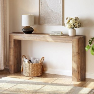 Tribesigns 63-Inch Solid Wood Console Table,  Farmhouse Entryway Sofa Table Behind Couch for Living Room Hallway, Foyer,Brown - 1 of 4