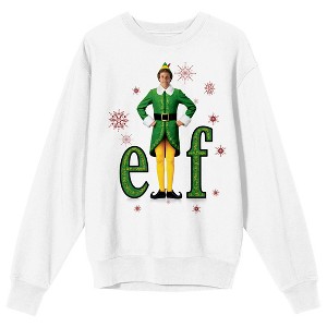 Elf Movie Title Logo and Poster Art Women's White Crew Neck Sweatshirt - 1 of 3