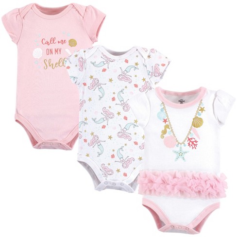 Care Baby Lot De 6 Bodies Bébé Fille Coton Manches Courtes - Pack Essentiel Confortable