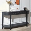 KIGFTSOD 59.2in Black Carved Wooden Console Table - Two Drawers, Lower Storage Shelf, Elegant Accent for Entryway, Living Room, Hallway - 2 of 4