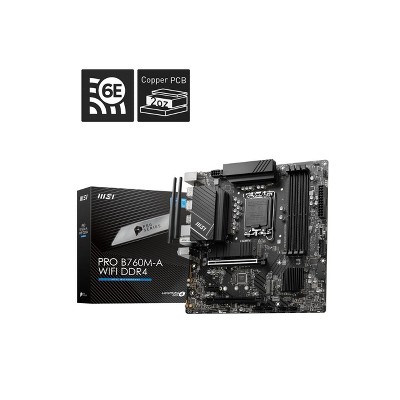 MSI Pro B760M-A WIFI DDR4 Gaming Desktop Motherboard - Intel B760 Chipset - Micro ATX (PROB760MAWIFIDDR4)