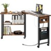 Rotating Sofa Side Table with Charging Station, 360¡ã Swivel End Table with Storage Bag and Lockable Wheels for Living Room or Bedroom - 2 of 4