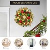 16" Holiday Wreath with 30 LED Lights Timer Red Green Gold Xmas Balls, Battery Operated Snow Flocked Winter Wreath for Fireplace Window Outdoor - 4 of 4