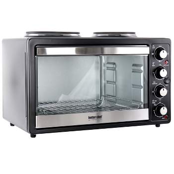 Better Chef Chef Central XL Toaster Oven and Broiler with Dual Solid Element Burners in Black