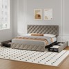 Frame with 4 Storage Drawers, Faux Leather Upholstered Platform Bed Frame, Adjustable Headboard, , No Box Spring Needed - 3 of 4