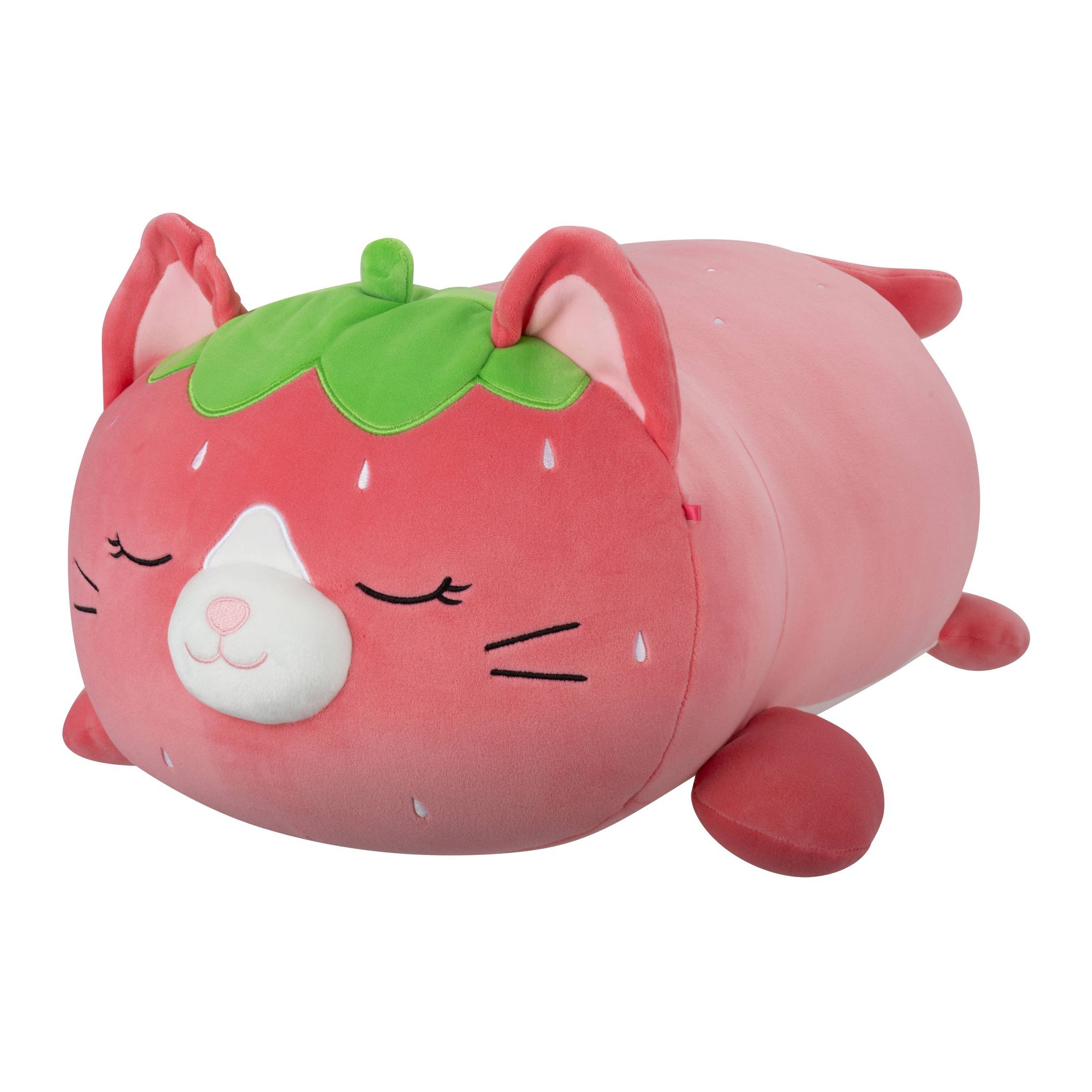 Squishmallows 8" Jumbo Olma Strawberry Cat with Eyelashes Sleepamallow Stuffed Animal