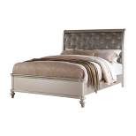 Queen Opulent Wooden Bed Silver/Gray - Benzara