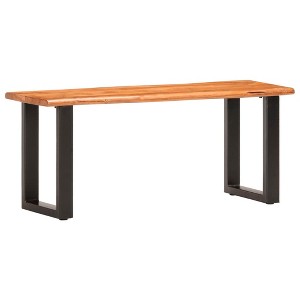 vidaXL Live Edge Bench 43.3 in. Solid Acacia Wood and Steel - 1 of 4
