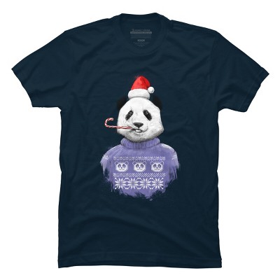 Men's Design By Humans Christmas panda By NikKor T-Shirt