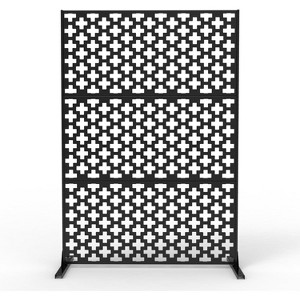 Metal Privacy Screen, Galvanized Steel Privacy Fence Panel with Stand, Decorative Room Divider for Patio, Deck, Balcony, Garden, Indoor/Outdoor Use - 1 of 4