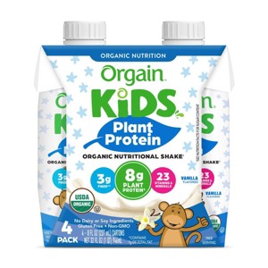Orgain Kids' Plant Based Vanilla Protein Shake - 4pk/8.25 fl oz - 1 of 4
