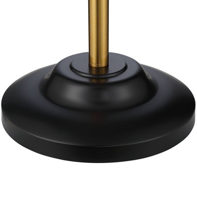 Black and Brass Metal Floor Lamp with Linen Shade