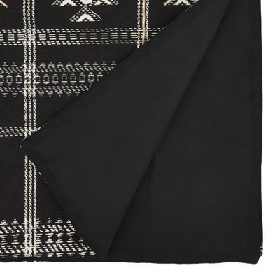 Black and White Embroidered Mudcloth Table Runner