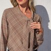 Women's Chic Glen Plaid Ascot Tie Blouse - Cupshe - 4 of 4