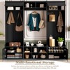 ACEPANO 79.1 in. W Modern 4-in-1 Hall Trees with Shoe Rack, 8 Storage Compartments, 7 Coat Hooks & Adjustable Shelves-Black - 3 of 4
