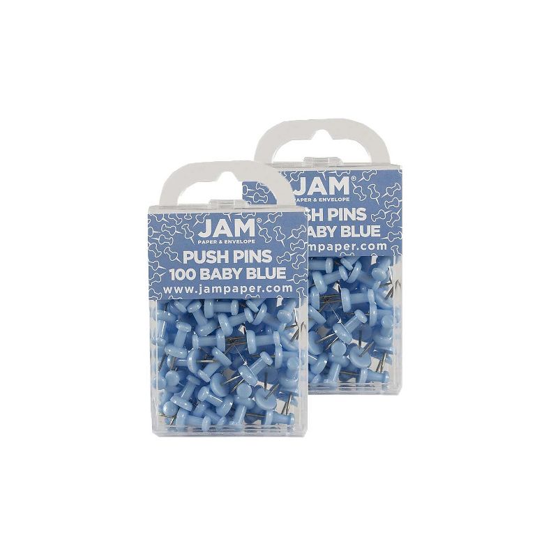 JAM Paper Colored Pushpins Baby Blue Push Pins 2 Packs of 100 222419047A, 4 of 6