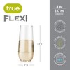 True Flexi Champagne Flutes, Clear Plastic Tumblers, Flexible Stemless Wine Glasses, 8 Ounces, Outdoor Drinkware, Clear, Set of 2 - 3 of 4