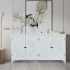 Spassway Storage Cabinet with 4 Doors Modern Pantry Cabinet with Elegant Floral Pattern Console Table for Living Room Entryway Kitchen - 2 of 4