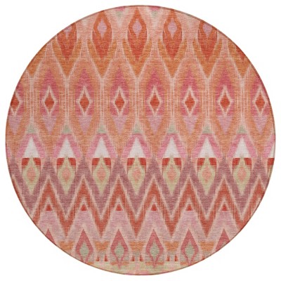 Pink Salmon And Blush Southwestern Washable Indoor Outdoor Area Rug