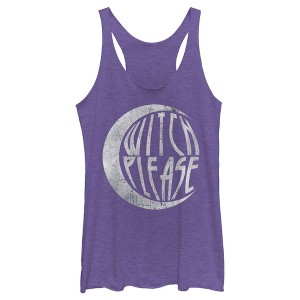 Women's CHIN UP Halloween Witch Please  Racerback Tank Top - Purple Heather - Large - 1 of 4