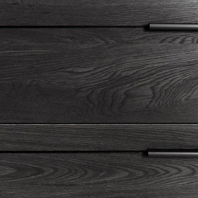 Gray Oak 5-Drawer Chest with Metal Pulls
