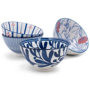 Nat & Jules Assorted Blue and White 18 ounce Ceramic Cereal Ramen Bowls Set of 4 - 1 of 4