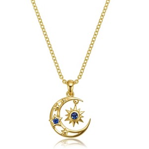 Molenia Sun Moon Star Necklace for Women: 14K Gold Plated Gemstone Crescent Pendant Celestial Necklace Trendy Dainty Jewelry Birthday Anniversary - 1 of 4