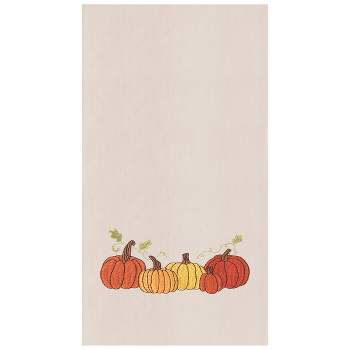 Printed Tea Towel, Linen Cotton Canvas - Orange Pumpkin Faces Autumn Gothic  Halloween Spooky Print Decorative Kitchen Towel by Spoonflower