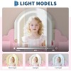 Kids Vanity with Lighted Mirror & Stool, Little Girls Vanity with Adjustable LED Light, Storage Drawer & Shelves for Girls 3-9 - 3 of 4