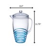 Gulches 2.5 Quarts Swirl Unbreakable Plastic Water Pitcher with Lid - BPA Free, Ideal for Drinks & Juices, with Spout,Blue - 2 of 4
