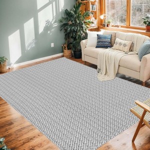 Printed Area Rug, Realistic Braided-Look Textured Rugs, Machine Washable Non-Slip Indoor Carpet for Living Room, Bedroom - 1 of 4
