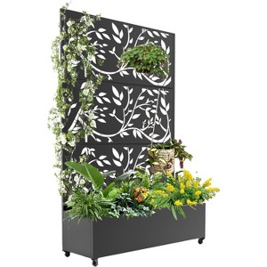 Privacy Screen with Planter Box and Wheels, 72" H x 47" W Outdoor Privacy Screens and 3-Panels, for for Climbing Plants, Vegetable, Vines - 1 of 4