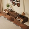 Luck Live Modern Wall-Mounted TV Stand, 78.7" Large Floating TV Console with Grid Sliding Doors & Double Drawers for Storage - 4 of 4