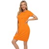 Womens Sheath Dress Hooded Sweatshirts Dress with Front Pocket Short Sleeve Bodycon Mini Dress - 2 of 4