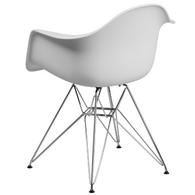 Alonza White Polypropylene Chair with Chrome Geometric Base