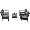 Tangkula 4 PCS Rattan Wicker Furniture Set Loveseat Sofa Cushioned Patio Outdoor Black - 3 of 4