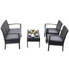 Tangkula 4 PCS Rattan Wicker Furniture Set Loveseat Sofa Cushioned Patio Outdoor Black - image 3 of 4