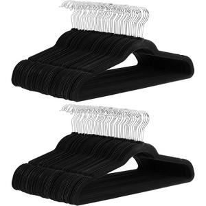 Paaaawaters Basics Slim Velvet, Non-Slip Suit Clothes Hangers, Pack of 100, Black - 1 of 4