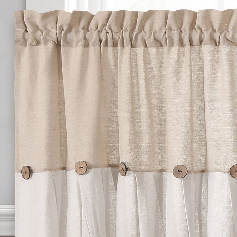 Set of 2 Farmhouse Linen Button Kitchen Curtain Tiers - Lush Décor, 3 of 8