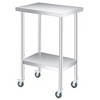 Stainless Steel Table, Heavy Duty Worktable with Adjustable Undershelf and Locking Casters, 2 Tier Metal Prep Table for Kitchen, Restaurant, Garage - 2 of 4