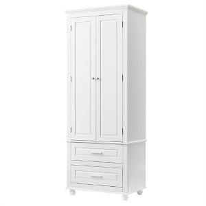 Tramull Tall 2-Drawer Storage Cabinet for Bathroom & Office, Adjustable Shelves, Waterproof MDF, Easy Assembly - 1 of 4