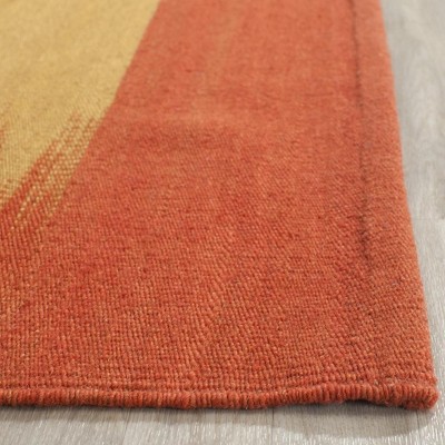 Rust and Beige Handwoven Wool Kilim Area Rug 6' x 9'